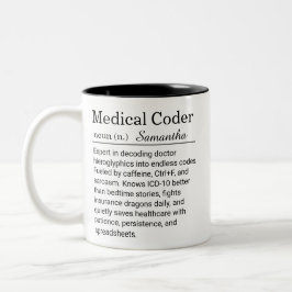 Personalized Medical Coder Funny Definition  Tweekleurige Koffiemok