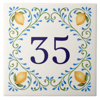 Personalized Mediterranean Lemon Design Tegeltje