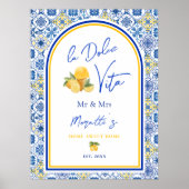 Personalized Mediterranean Tile Newlywed Home Poster (Voorkant)