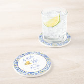 Personalized Mediterranean Tile Newlywed Home Zandsteen Onderzetter (Zijkant)