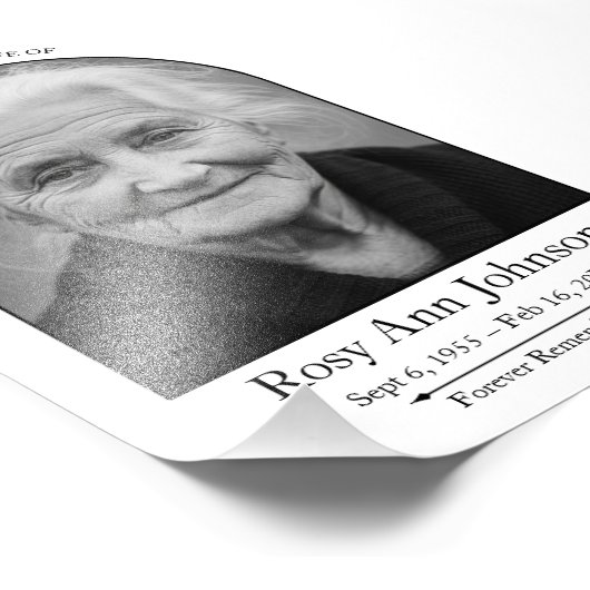 Personalized Memorial Funeral Photo Poster (Hoek)