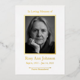 Personalized Memorial Funeral Photo Prayer Card Folie Feestdagenkaart