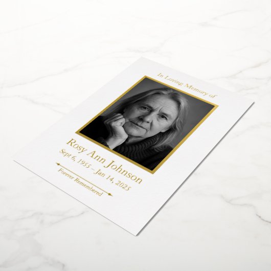 Personalized Memorial Funeral Photo Prayer Card Folie Feestdagenkaart (Gedraaid)