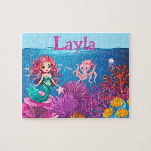 Personalized Mermaid Child Name Puzzle  Legpuzzel (Horizontaal)