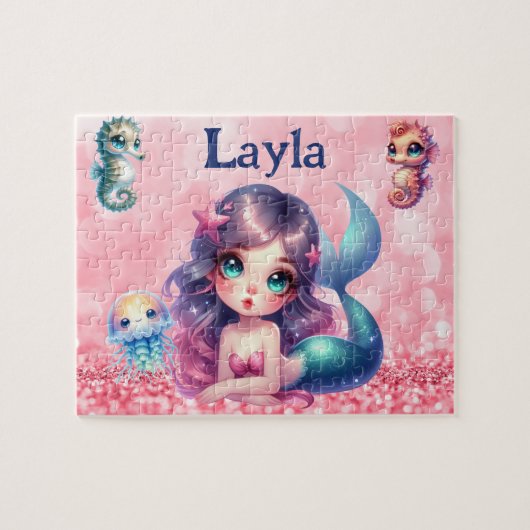 Personalized Mermaid Child Name Puzzle  Legpuzzel (Horizontaal)