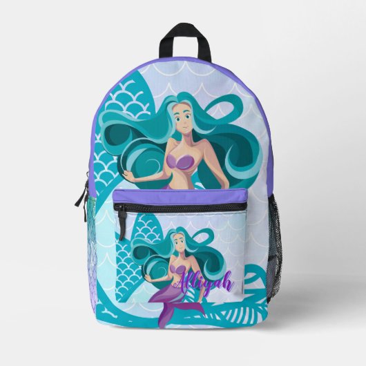 Personalized Mermaid Print Cut Sew Bag Bedrukte Rugzak (Voorkant)