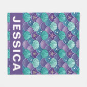 Personalized Mermaid Scales Ocean Aqua Fantasy Fleece Deken (Voorkant (Horizontaal))