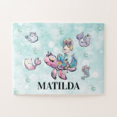 Personalized mermaid & sea animal puzzle for girl legpuzzel (Horizontaal)