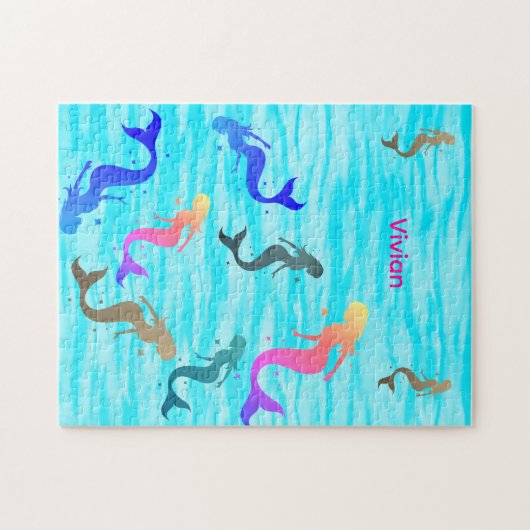 Personalized Mermaid Underwater Adventure Legpuzzel (Horizontaal)