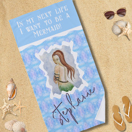 Personalized Mermaid Watercolor Boho  Strandlaken