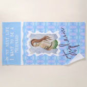Personalized Mermaid Watercolor Boho Strandlaken (Voorkant)