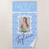 Personalized Mermaid Watercolor Boho Strandlaken (Voorkant)