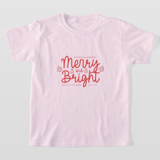 Personalized Merry and Bright Kids Christmas Holid T-shirt (Laagn)