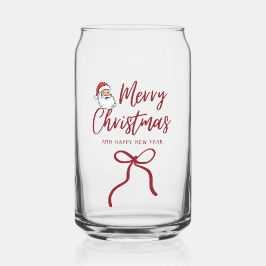 Personalized Merry Christmas Can Glass - Holiday D Blikvorm Glas (Voorkant)