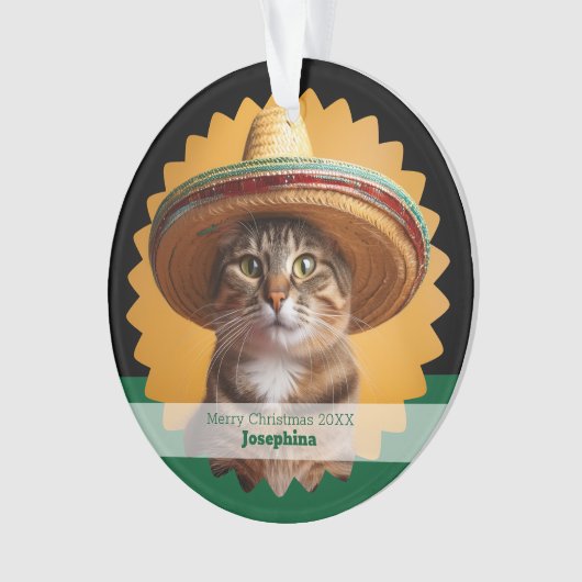 Personalized Merry Christmas Cat  Ornament (voorkant)
