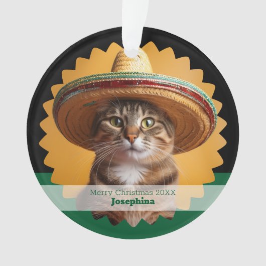 Personalized Merry Christmas Cat  Ornament (voorkant)