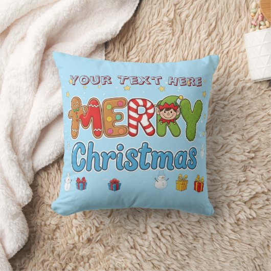 Personalized Merry Christmas Custom Text Holiday  Kussen (Deken)