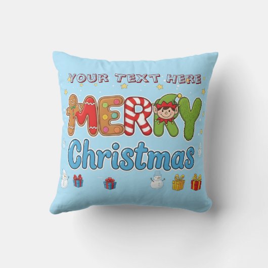 Personalized Merry Christmas Custom Text Holiday  Kussen (Achterkant)