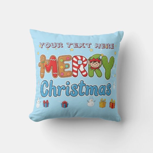 Personalized Merry Christmas Custom Text Holiday  Kussen (Voorkant)