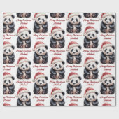 Personalized Merry Christmas Cute Panda Bear Cadeaupapier (Vlak)