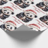Personalized Merry Christmas Cute Panda Bear Cadeaupapier (Hoek)