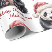 Personalized Merry Christmas Cute Panda Bear Cadeaupapier (Rol Hoek)