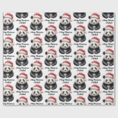 Personalized Merry Christmas Cute Panda Bear Cadeaupapier (Vlak)
