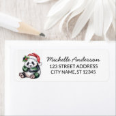 Personalized Merry Christmas Cute Panda Bear       Etiket (Insitu)