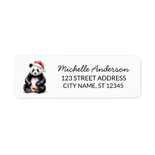 Personalized Merry Christmas Cute Panda Bear Etiket (Voorkant)