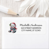 Personalized Merry Christmas Cute Panda Bear Etiket (Insitu)