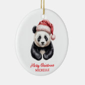 Personalized Merry Christmas Cute Panda Bear Keramisch Ornament (Rechts)