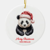 Personalized Merry Christmas Cute Panda Bear Keramisch Ornament (Voorkant)