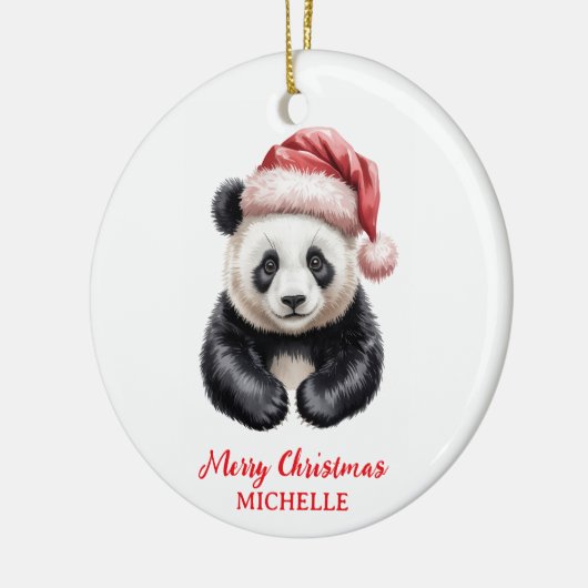 Personalized Merry Christmas Cute Panda Bear Keramisch Ornament (Links)