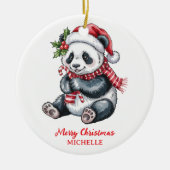 Personalized Merry Christmas Cute Panda Bear Keramisch Ornament (Voorkant)
