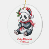 Personalized Merry Christmas Cute Panda Bear Keramisch Ornament (Links)