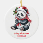 Personalized Merry Christmas Cute Panda Bear Keramisch Ornament (Achterkant)
