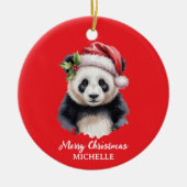 Personalized Merry Christmas Cute Panda Bear Keramisch Ornament (Voorkant)