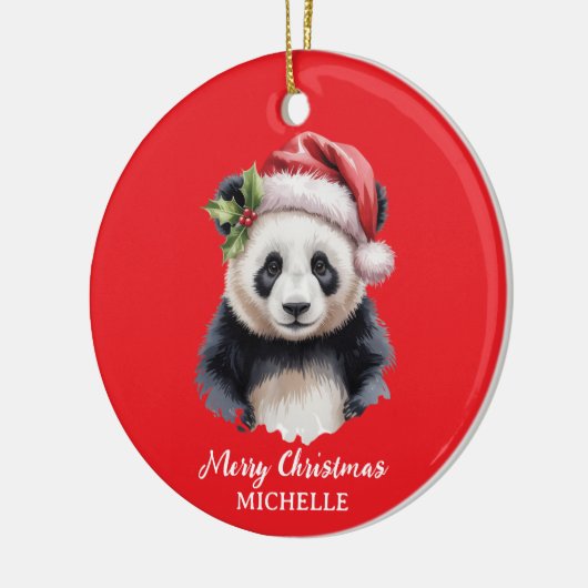 Personalized Merry Christmas Cute Panda Bear Keramisch Ornament (Links)