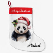 Personalized Merry Christmas Cute Panda Bear Kleine Kerstsok (Voorkant)