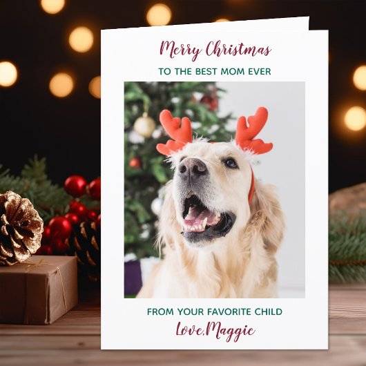 Personalized Merry Christmas Dog Mom Pet Photo Feestdagen Kaart