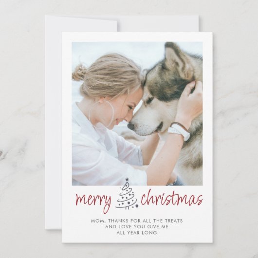 Personalized Merry Christmas Dog Mom Pet Photo Feestdagenkaart (Voorkant)