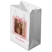 Personalized Merry Christmas Family Photo Gift Bag Medium Cadeauzakje (Voorkant Gekanteld)
