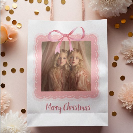 Personalized Merry Christmas Family Photo Gift Bag Medium Cadeauzakje