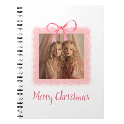 Personalized Merry Christmas Family Photo Notebook Notitieboek (Voorkant)