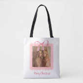 Personalized Merry Christmas Family Photo Tote Bag (Voorkant)