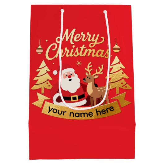 Personalized Merry Christmas Gift Bag  Medium Cadeauzakje (Achterkant)