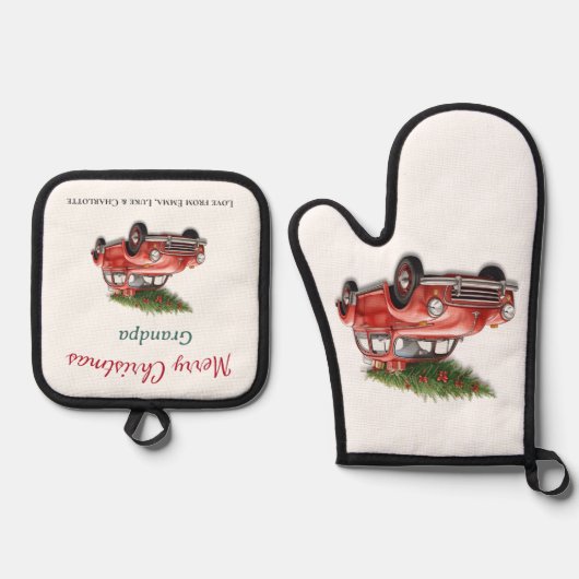 Personalized Merry Christmas Grandpa Kitchen Set (Voorkant)