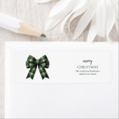 Personalized Merry Christmas | Green Plaid Bow Etiket (Insitu)