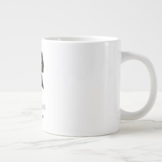 Personalized Merry Christmas | Green Plaid Bow Grote Koffiekop (Rechts)