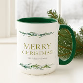 Personalized Merry Christmas Greenery Mok